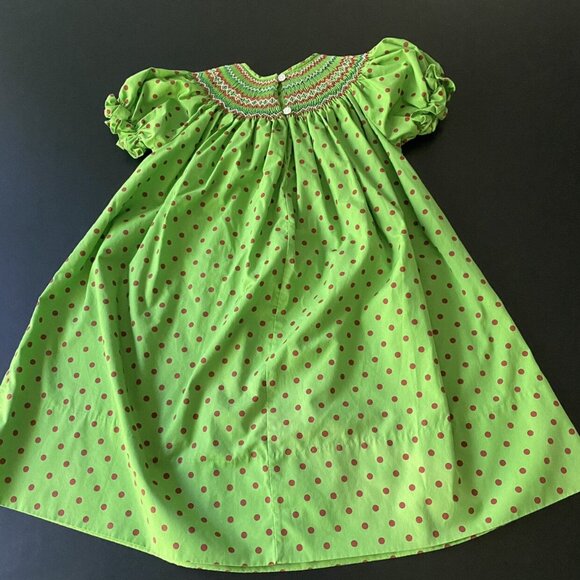 Rosalina Green and Red Smocked Dress - Picture 4 of 7